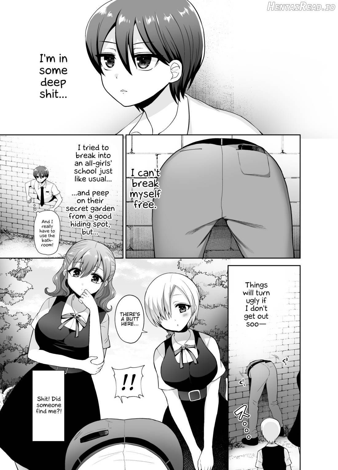 Joshikou ni Shinnyuu Shiyou to Shitara Kabe ni Hamatte Futanari Jogakusei no Nikubenki ni Saretandaga Chapter 1 - page 2