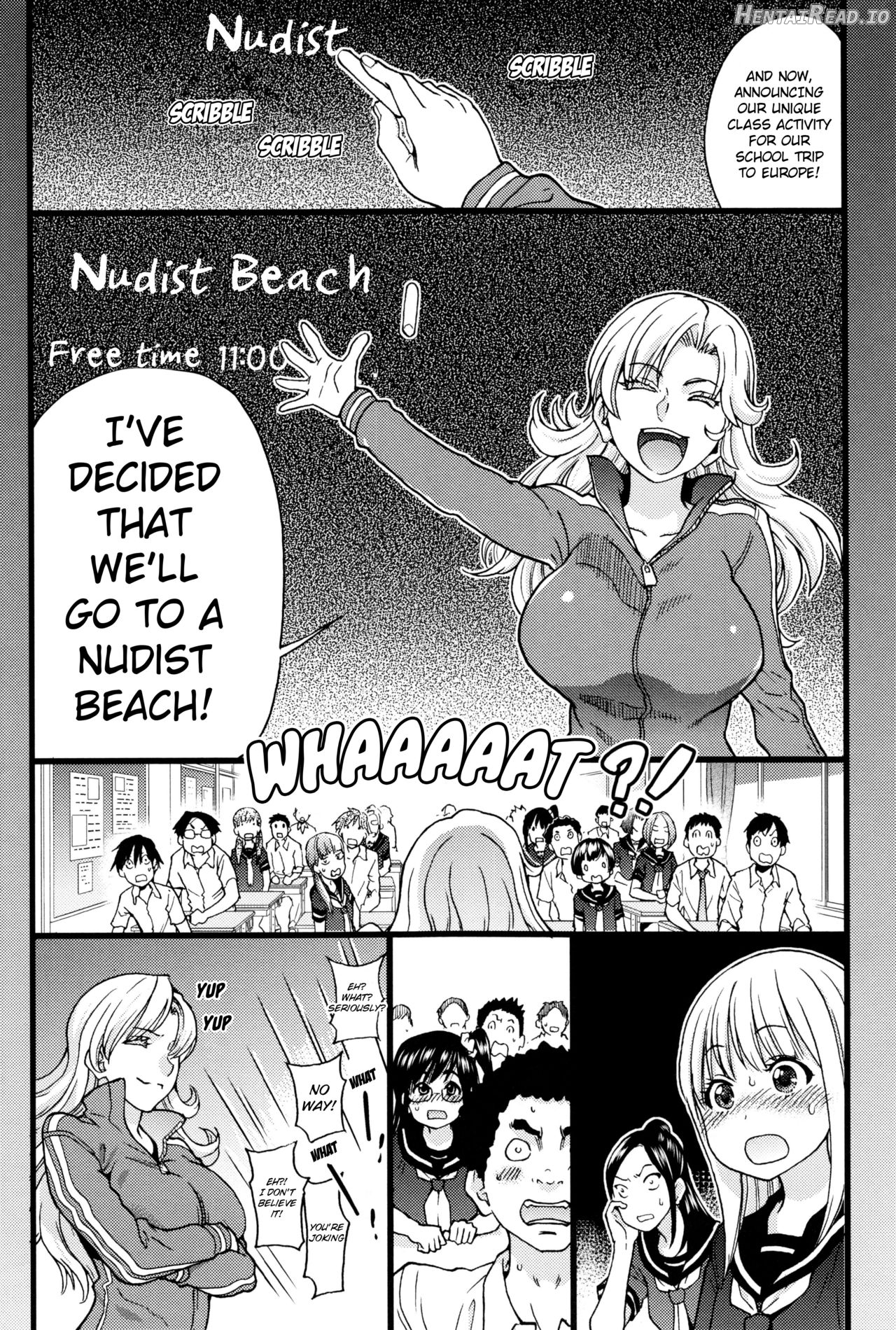 Nudist Beach ni Syuugaku Ryokoude!! - Decensored Chapter 1 - page 8