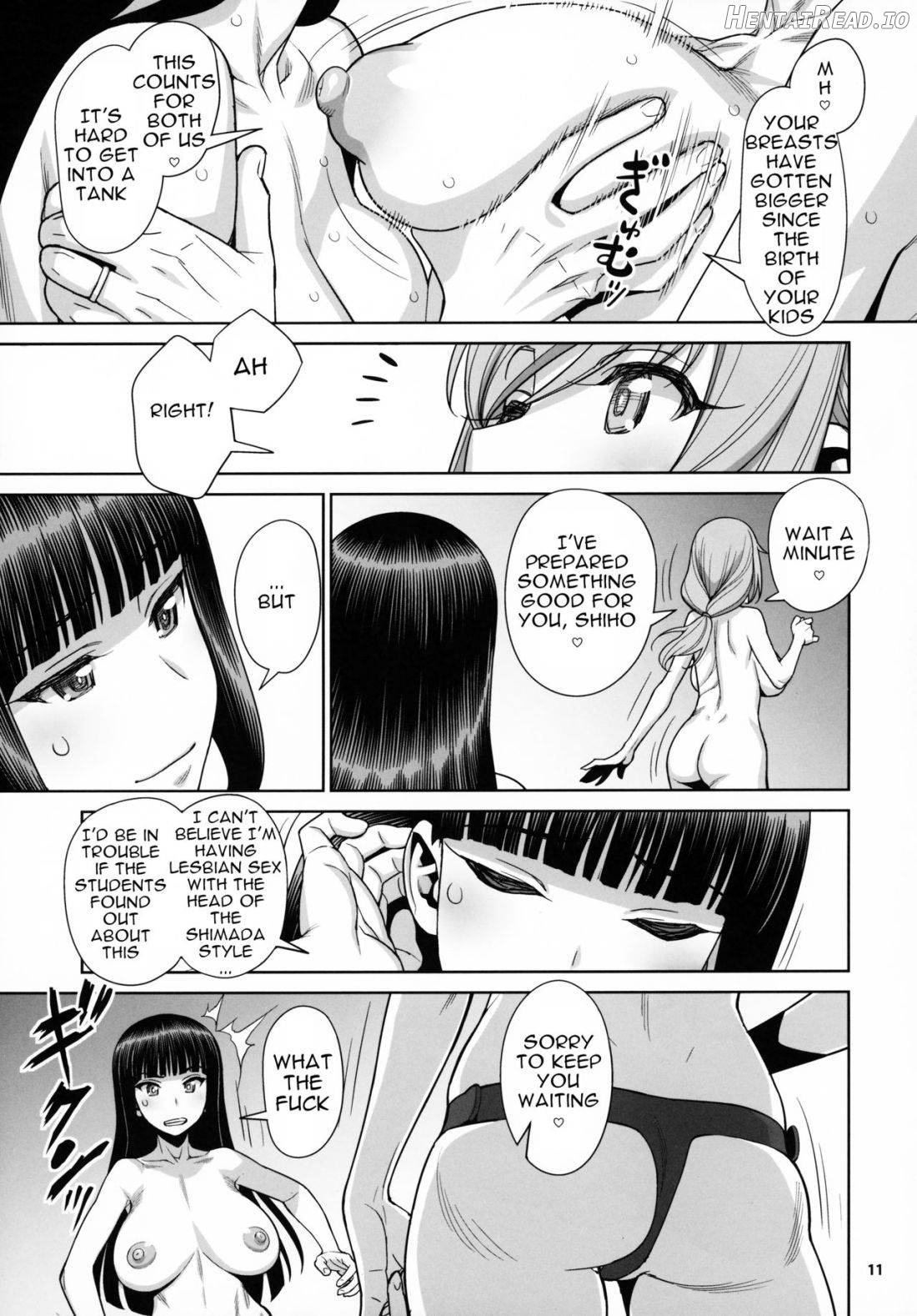 Shimada-ryuu VS Nishizumi-ryuu Bijukujo Lesbian Kyokugen Kougyaku Gurui Chapter 1 - page 10