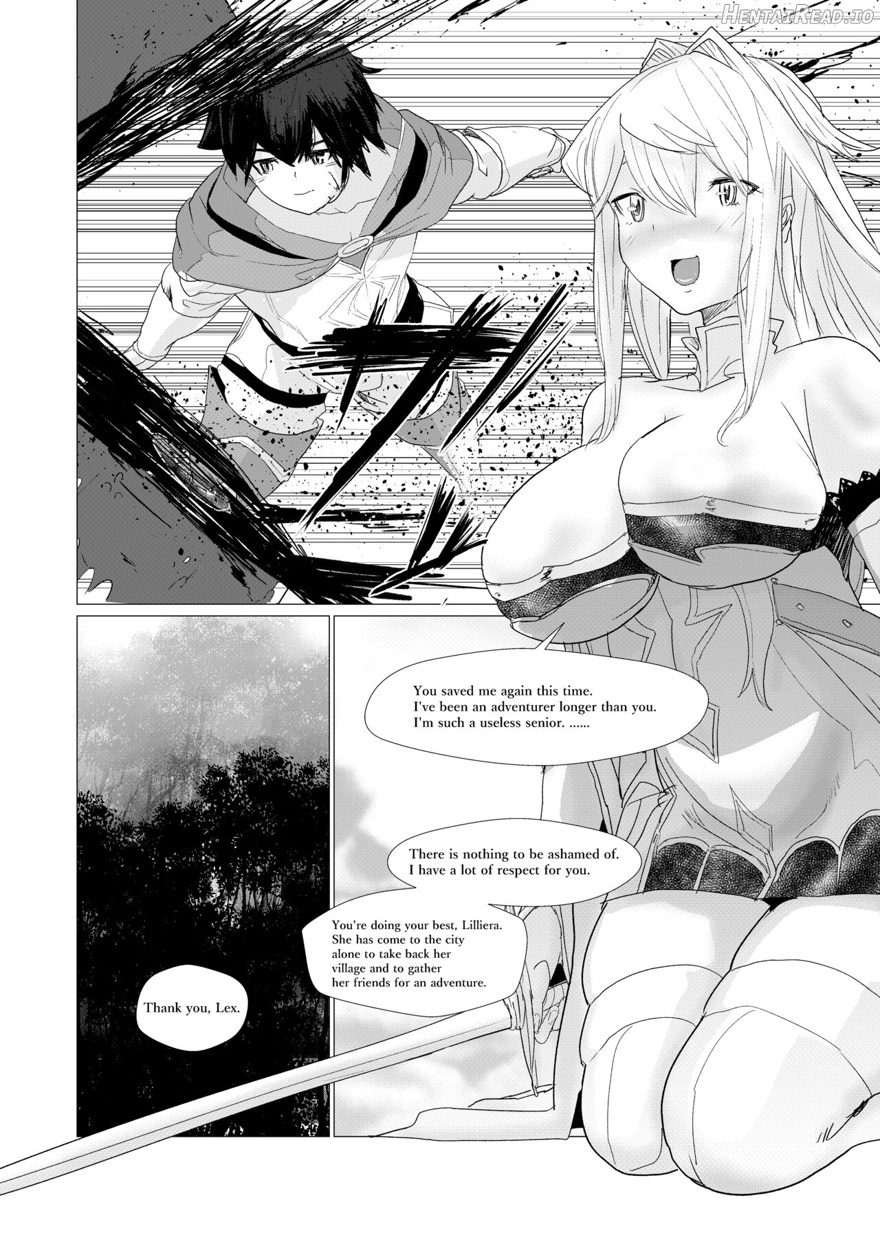 Majuu no Mori ni Nomikomareta Mura no Musume wa Shoufu Boukensha to Shite Inran ni Sugosu Chapter 1 - page 4