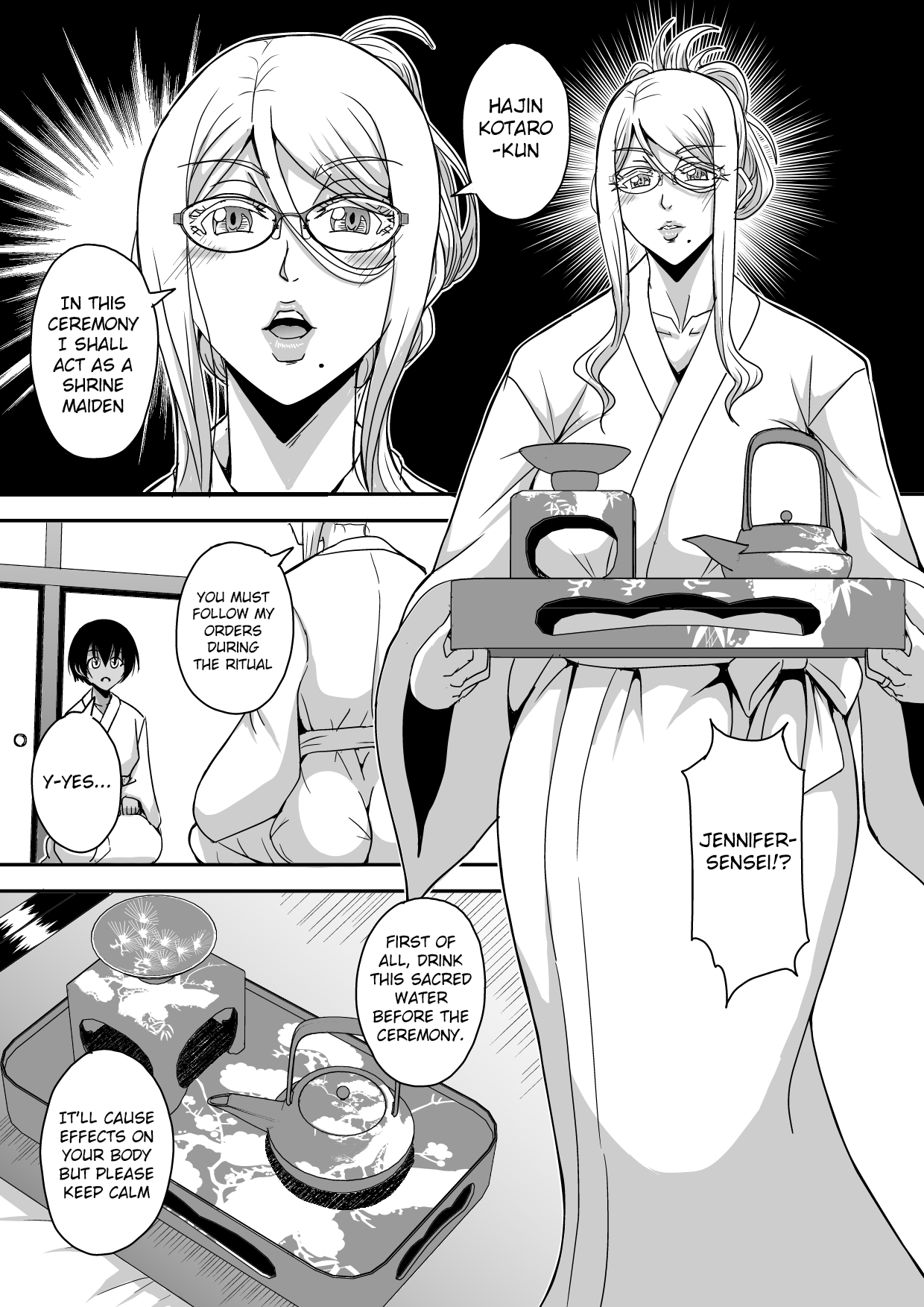 Bakunyuu Hitozuma Kinpatsu Gaikokujin Jokyoushi ga Mura no Inshuu de Kasshoku Shota no Fudeoroshi o Suru Hanashi Chapter 1 - page 10