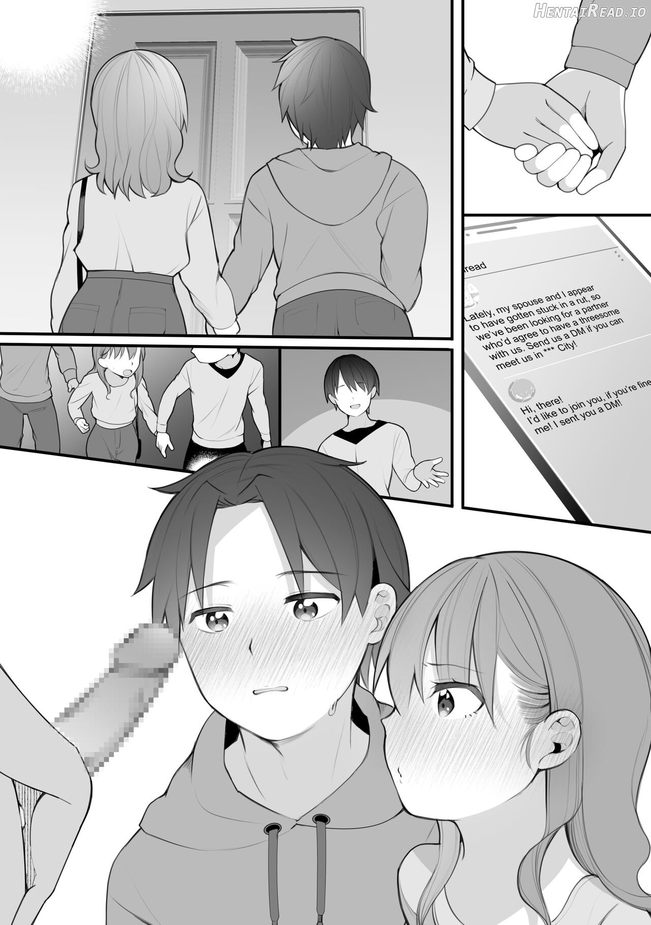 Sex ga Mannerika Shite Kita node 3P Aite o Boshuu shitara Kawaii Kao shita Kyokon Danshi ga Arawarete Danjo Douji ni Okasareru Manga Chapter 1 - page 1