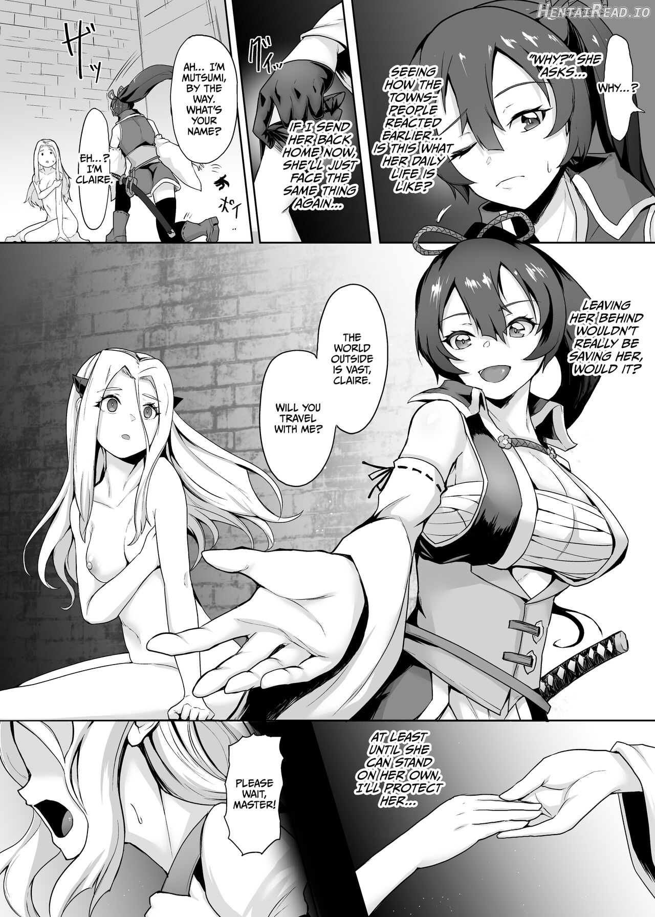 Tsuyoku Yasashii Onna Samurai, Futanari ni Kaerare Tasuketa Musume ni Level Drain Sareryoku de Nejifuserare Kyousei Shasei Chapter 1 - page 6