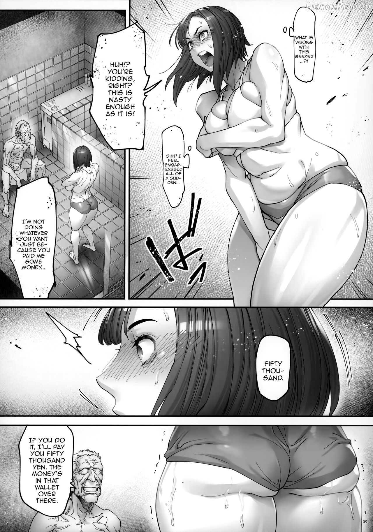 Kaigo Beit de Iroboke Jijii no Gouin na Yokkyuu to Okane no Mae ni Chitai o Sarasu JK Chapter 1 - page 6