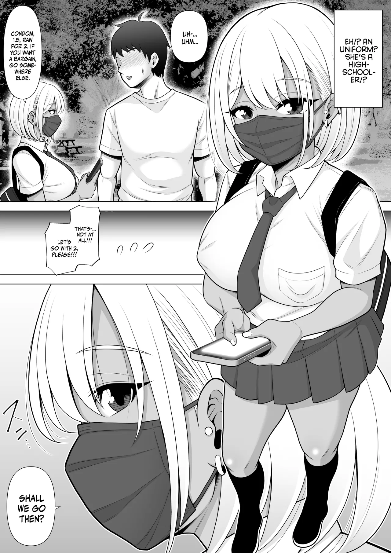 Uwasa no Tachinbo Kouen de Kuro Gal JK Katte Nama Nakadashi Shita Hanashi Chapter 1 - page 6