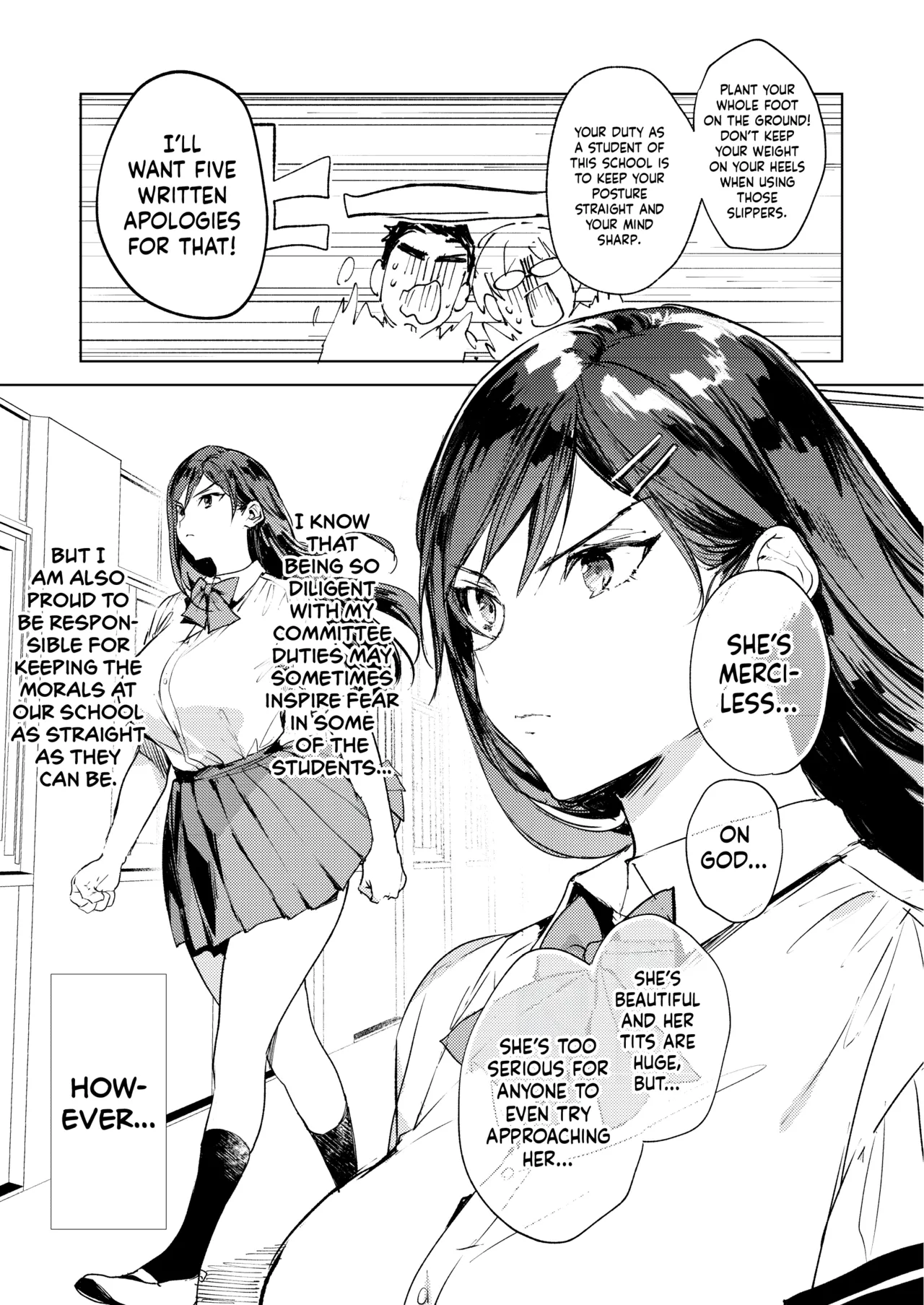 Kiritsu ni Kibishii Fuuki Iinchou wa Kounai de Himitsu no Dosukebe Onanie ga Yamerarenai Chapter 1 - page 6