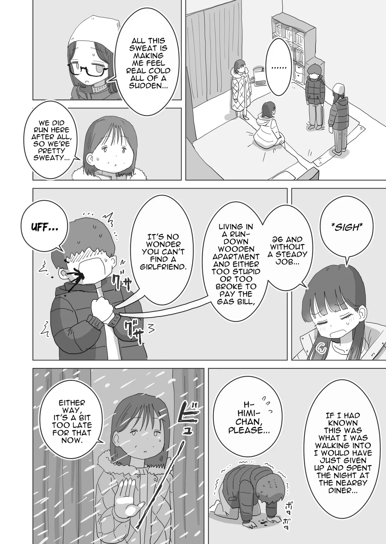 Aru Ooyuki no Tsumetai Yoru Boku no Ie no Futon no Naka de Beit-saki no Onnanoko-tachi ga Naisho de Micchaku Atatame Ecchi Shite Kureta Chapter 1 - page 9