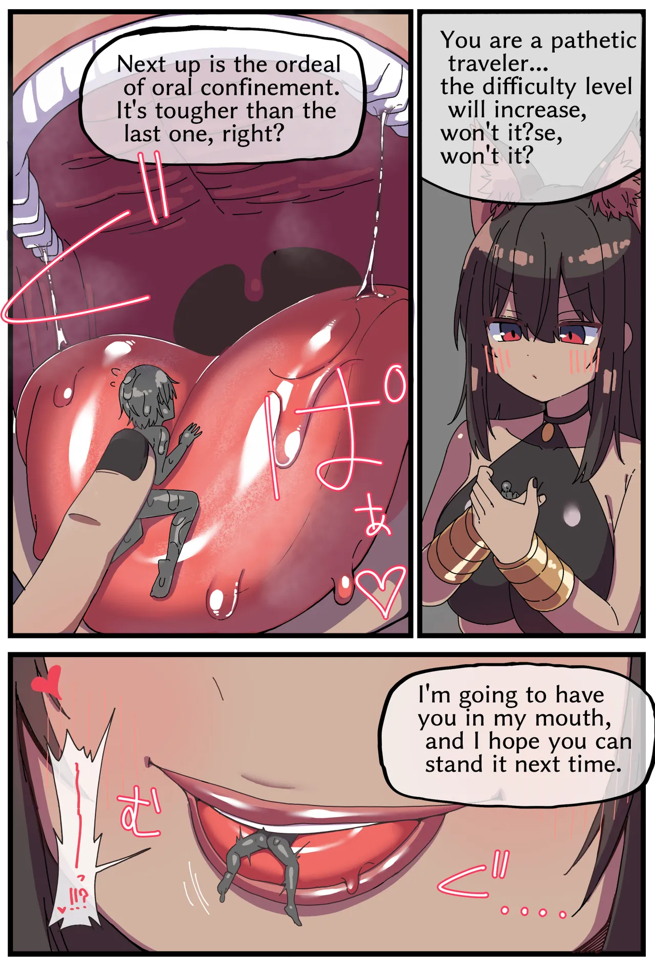 Giant brown catgirl swallowing manga Chapter 1 - page 4