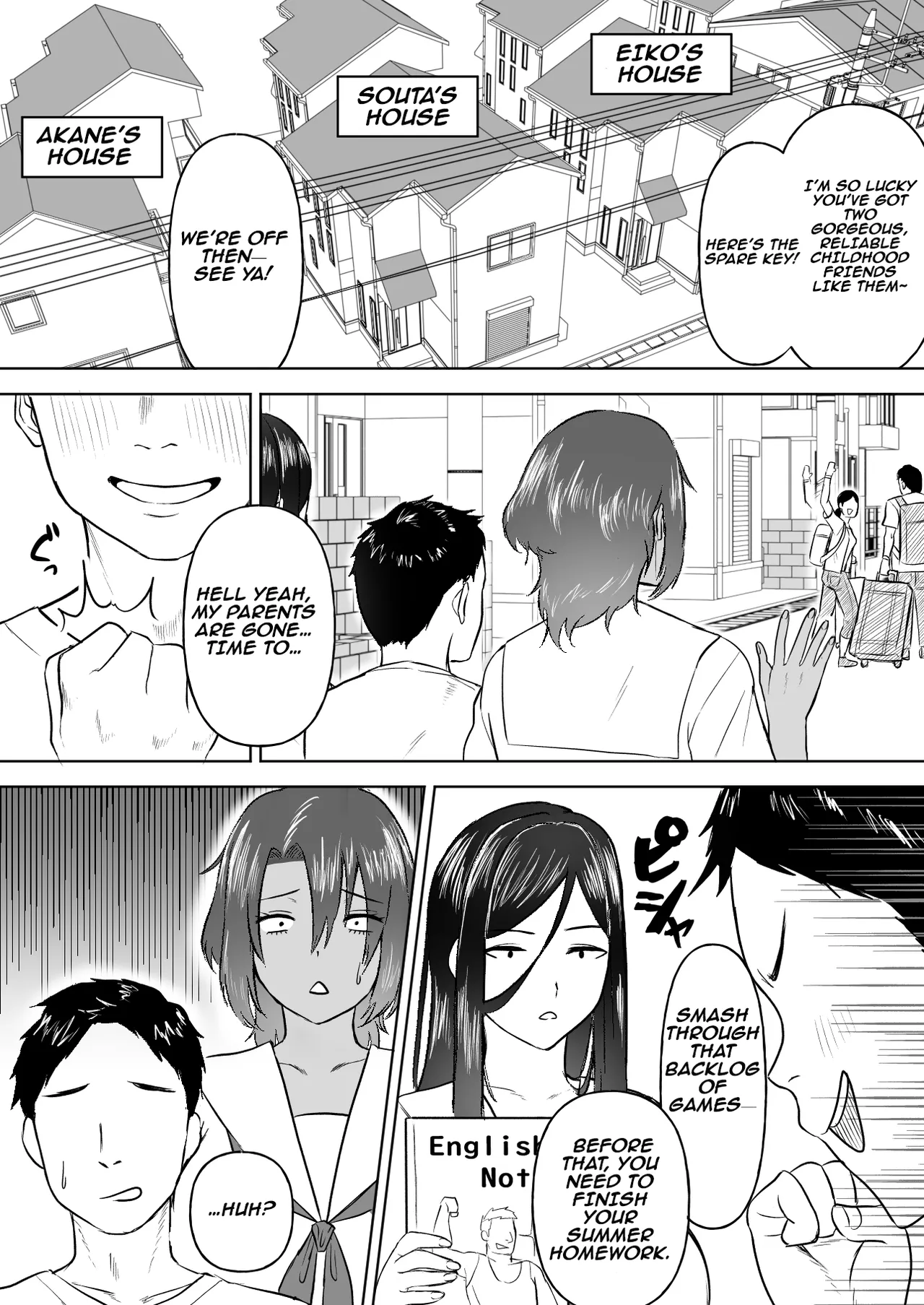Dekai Osananajimi-tachi ni Hasamarete Ase Daku Harem Ecchi Chapter 1 - page 5